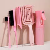 5pcs comb set Relaxing Elastic Massage Comb Hollow Out Hair Brush Scalp Massage Combs Hair Styling Spray bottle Hair Salon Tools